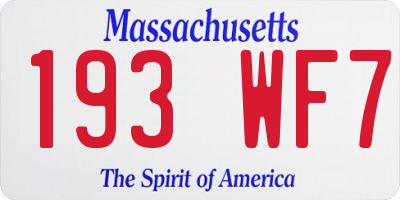 MA license plate 193WF7