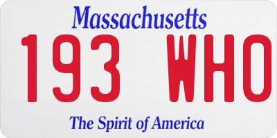 MA license plate 193WH0