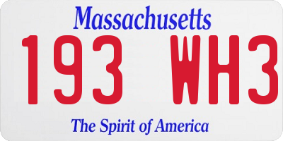 MA license plate 193WH3