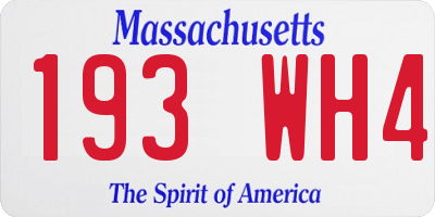 MA license plate 193WH4