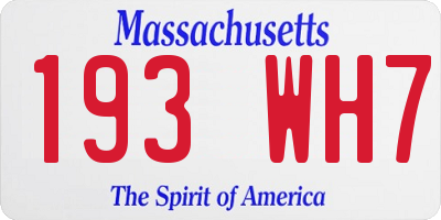 MA license plate 193WH7