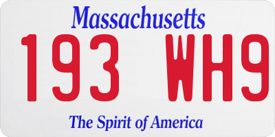 MA license plate 193WH9