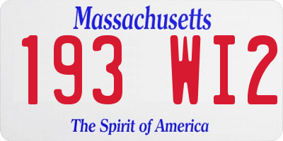 MA license plate 193WI2