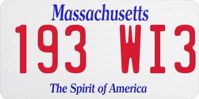MA license plate 193WI3