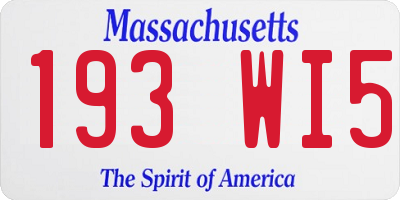 MA license plate 193WI5