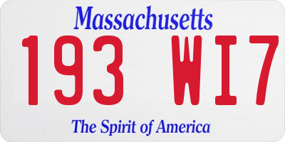 MA license plate 193WI7