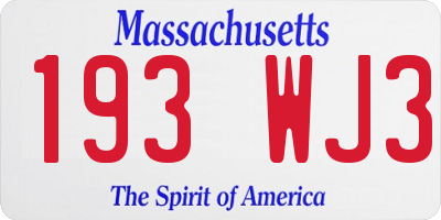 MA license plate 193WJ3