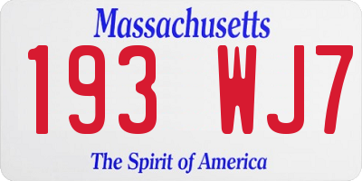 MA license plate 193WJ7