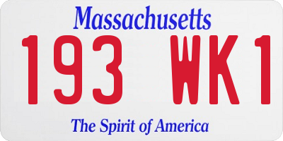 MA license plate 193WK1
