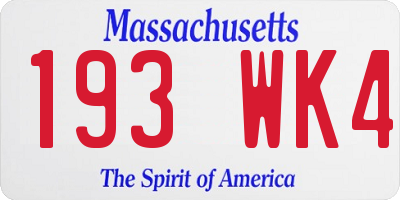 MA license plate 193WK4