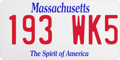 MA license plate 193WK5
