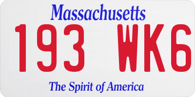 MA license plate 193WK6