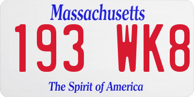 MA license plate 193WK8