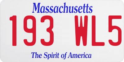MA license plate 193WL5