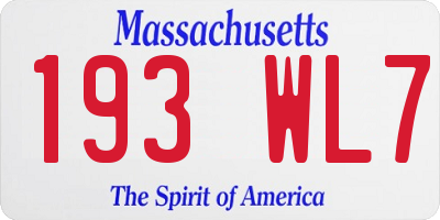 MA license plate 193WL7