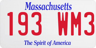 MA license plate 193WM3
