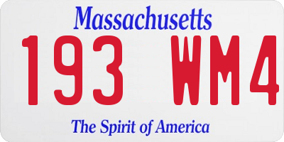 MA license plate 193WM4