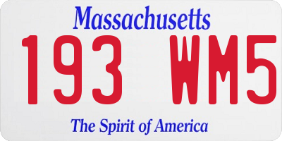 MA license plate 193WM5