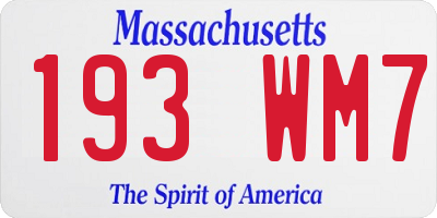 MA license plate 193WM7