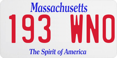 MA license plate 193WN0