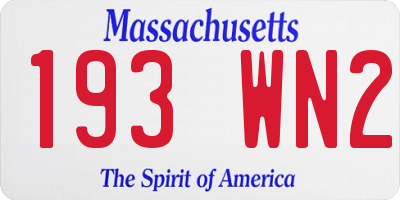 MA license plate 193WN2