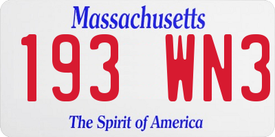 MA license plate 193WN3