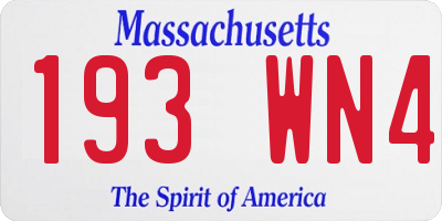 MA license plate 193WN4