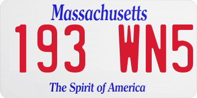 MA license plate 193WN5