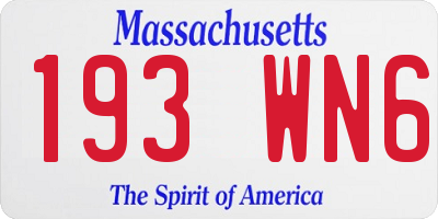 MA license plate 193WN6