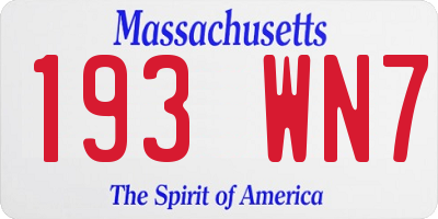 MA license plate 193WN7