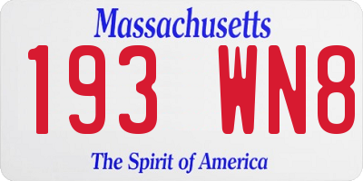 MA license plate 193WN8