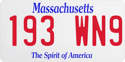 MA license plate 193WN9