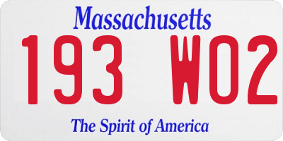 MA license plate 193WO2