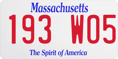 MA license plate 193WO5