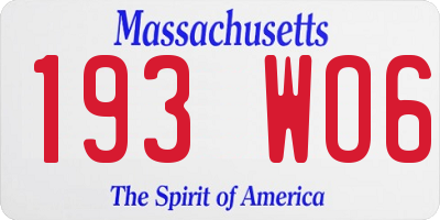 MA license plate 193WO6