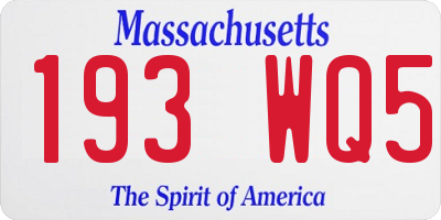 MA license plate 193WQ5