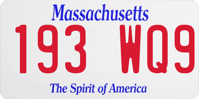 MA license plate 193WQ9