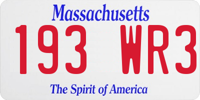MA license plate 193WR3