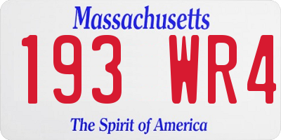 MA license plate 193WR4