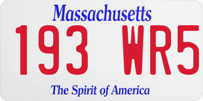 MA license plate 193WR5