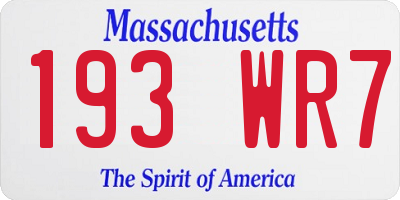 MA license plate 193WR7