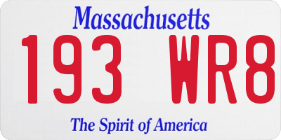 MA license plate 193WR8