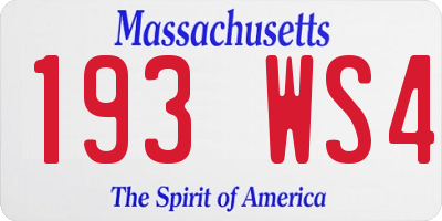 MA license plate 193WS4