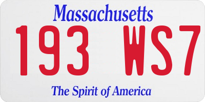 MA license plate 193WS7