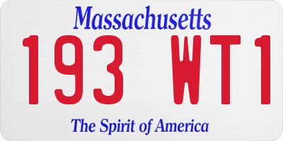 MA license plate 193WT1