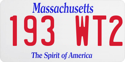 MA license plate 193WT2