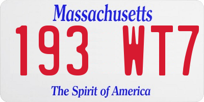 MA license plate 193WT7