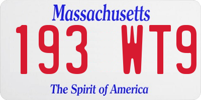 MA license plate 193WT9