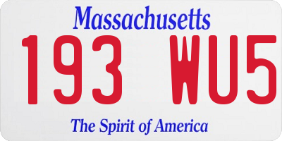 MA license plate 193WU5