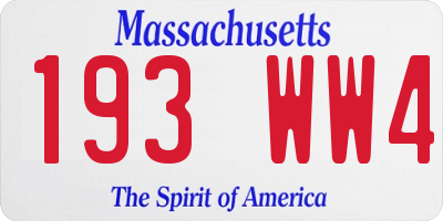 MA license plate 193WW4